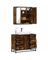 Ensemble de meubles de salle de bain 2 pcs Chêne fumé | Mobilier & Déco