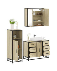 Ensemble de meubles de salle de bain 3 pcs chêne sonoma | Mobilier & Déco