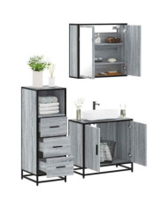 Ensemble de meubles de salle de bain 3 pcs Sonoma gris | Mobilier & Déco