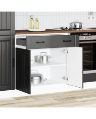 Armoire de cuisine Lucca noir bois d'ingénierie | Mobilier & Déco