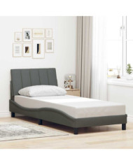Cadre de lit sans matelas gris foncé 90x190 cm tissu | Mobilier & Déco