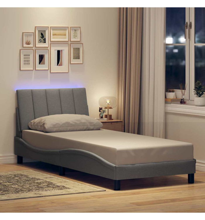 Cadre de lit sans matelas gris clair 90x190 cm tissu | Mobilier & Déco