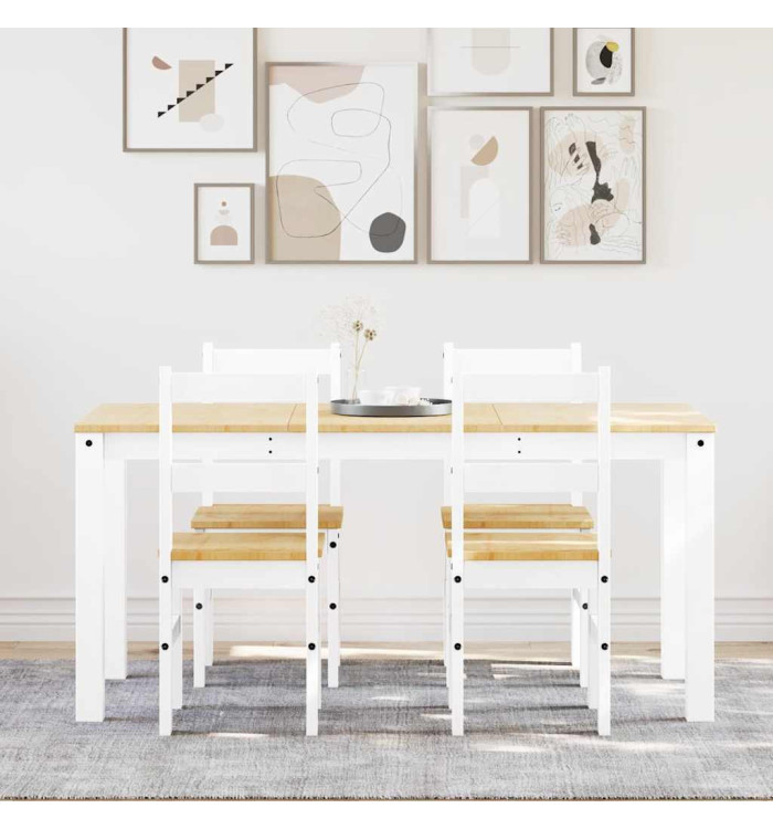 Ensemble à manger Panama 5 pcs blanc bois de pin massif | Mobilier & Déco