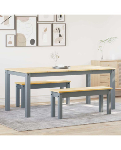 Ensemble à manger Panama 3 pcs gris bois de pin massif | Mobilier & Déco