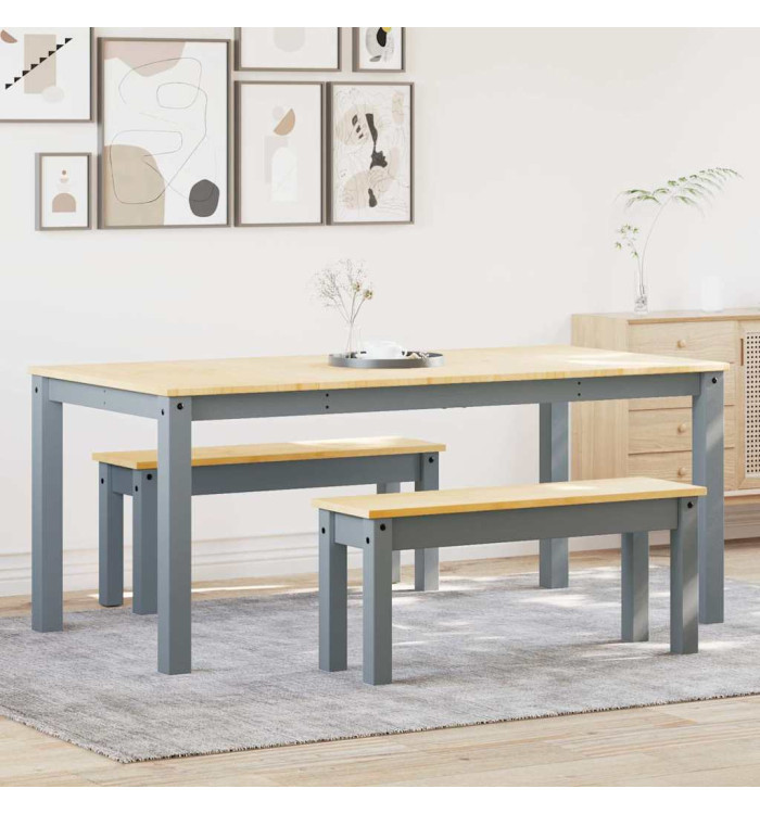 Ensemble à manger Panama 3 pcs gris bois de pin massif | Mobilier & Déco