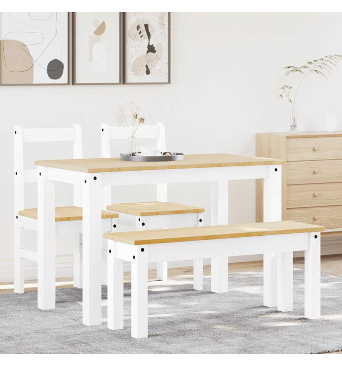 Ensemble à manger Panama 4 pcs blanc bois de pin massif | Mobilier & Déco