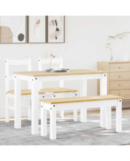 Ensemble à manger Panama 4 pcs blanc bois de pin massif | Mobilier & Déco
