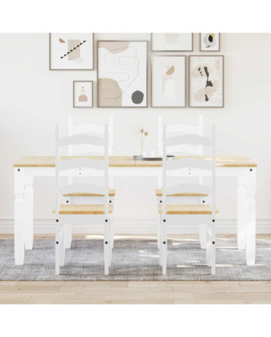 Ensemble à manger Panama 5 pcs blanc bois de pin massif | Mobilier & Déco