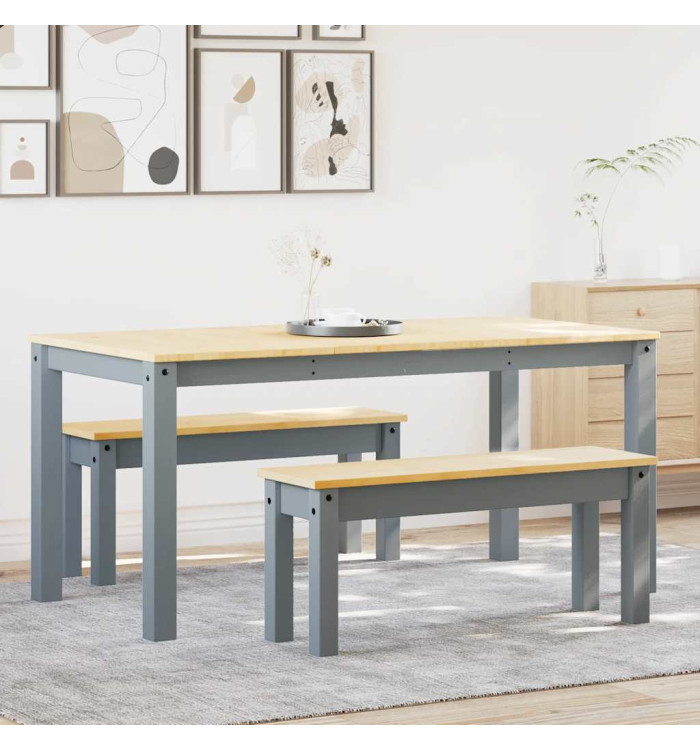 Ensemble à manger Panama 3 pcs gris bois de pin massif | Mobilier & Déco