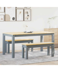 Ensemble à manger Panama 3 pcs gris bois de pin massif | Mobilier & Déco