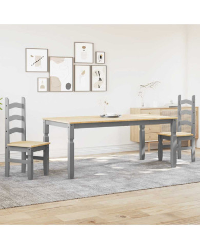 Ensemble à manger Panama 3 pcs gris bois de pin massif | Mobilier & Déco