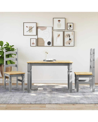 Ensemble à manger Panama 3 pcs gris bois de pin massif | Mobilier & Déco
