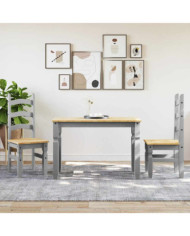 Ensemble à manger Panama 3 pcs gris bois de pin massif | Mobilier & Déco