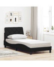 Cadre de lit sans matelas noir 90x190 cm tissu | Mobilier & Déco