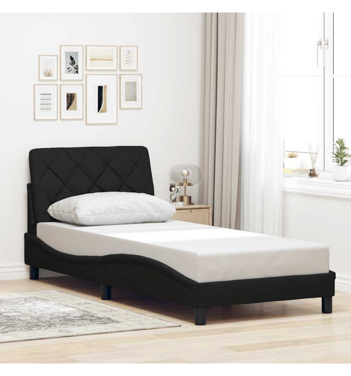 Cadre de lit sans matelas noir 90x200 cm tissu | Mobilier & Déco