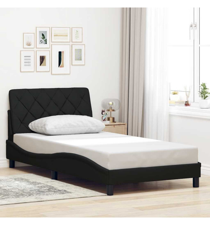 Cadre de lit sans matelas noir 100x200 cm tissu | Mobilier & Déco