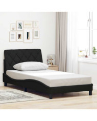 Cadre de lit sans matelas noir 100x200 cm tissu | Mobilier & Déco