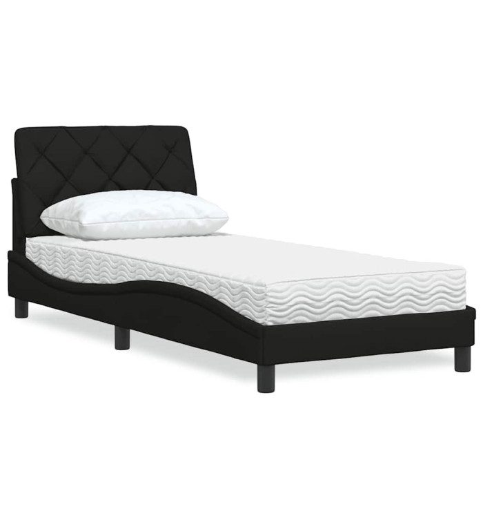 Lit avec matelas noir 80x200 cm tissu | Mobilier & Déco