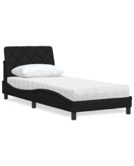 Lit avec matelas noir 80x200 cm tissu | Mobilier & Déco
