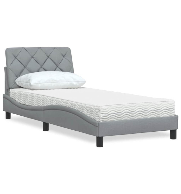 Lit avec matelas gris clair 80x200 cm tissu | Mobilier & Déco