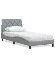 Lit avec matelas gris clair 80x200 cm tissu | Mobilier & Déco
