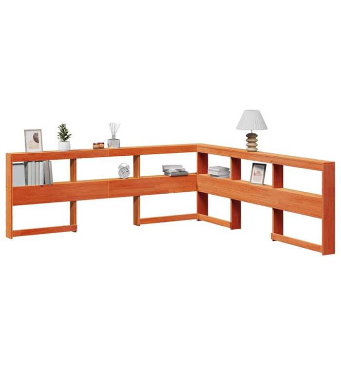 Tête de lit de bibliothèque en forme de L bois massif de pin | Mobilier & Déco