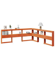 Tête de lit de bibliothèque en forme de L bois massif de pin | Mobilier & Déco