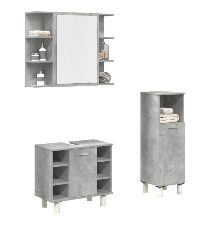 Ensemble de meubles de salle de bain 3 pcs gris béton | Mobilier & Déco