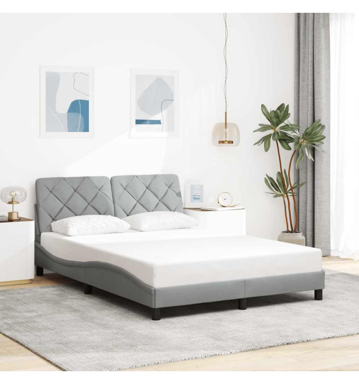 Cadre de lit sans matelas gris clair 140x190 cm tissu | Mobilier & Déco