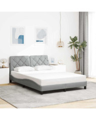 Cadre de lit sans matelas gris clair 140x190 cm tissu | Mobilier & Déco