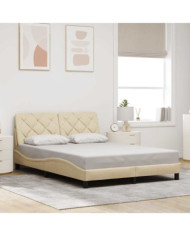 Cadre de lit sans matelas crème 140x200 cm tissu | Mobilier & Déco