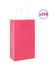Sacs en papier 250 pcs avec poignées rose 21x11x36 cm | Mobilier & Déco