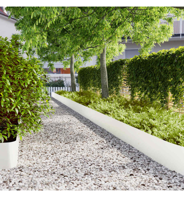 Bordures de pelouse 10 pcs blanc 25x103 cm acier laminé à froid | Mobilier & Déco
