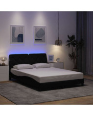Cadre de lit avec LED sans matelas noir 140x200 cm tissu | Mobilier & Déco