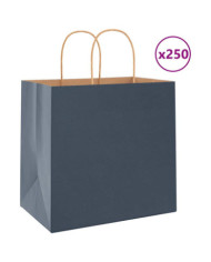 Sacs en papier 250 pcs avec poignées bleu 26x17x25 cm | Mobilier & Déco