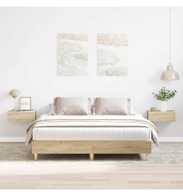 Cadre de lit sans matelas chêne sonoma 140x200 cm | Mobilier & Déco