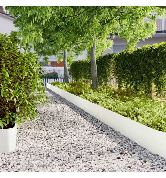 Bordures de pelouse 20 pcs blanc 25x103 cm acier laminé à froid | Mobilier & Déco