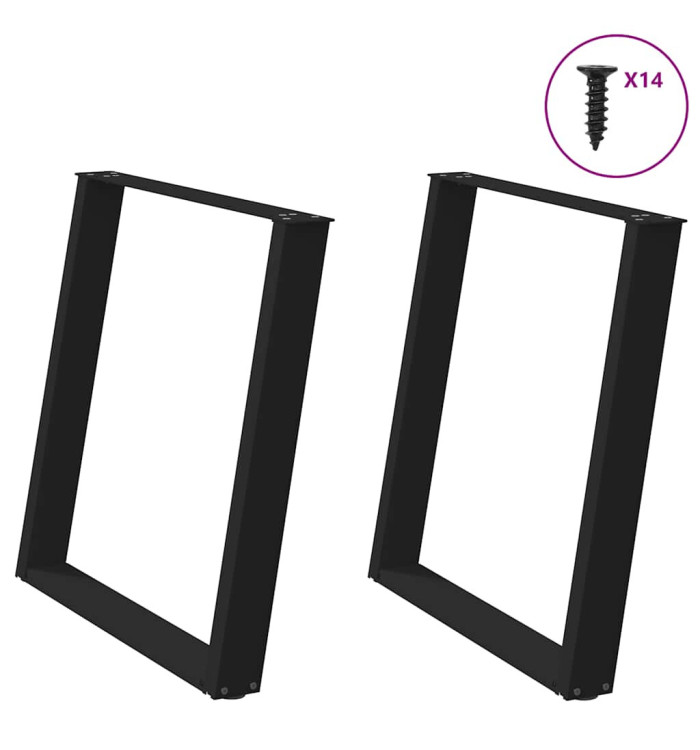 Pieds de table à manger forme de U 2 pcs noir 70x(72-73) cm | Mobilier & Déco