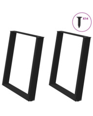 Pieds de table à manger forme de U 2 pcs noir 70x(72-73) cm | Mobilier & Déco