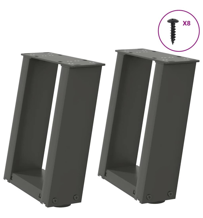 Pieds de table basse forme de U 2 pcs anthracite 30x(30-31) cm | Mobilier & Déco