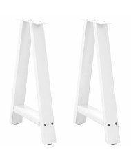Pieds de table basse forme de A 2 pcs blanc 60x(72-73) cm acier | Mobilier & Déco