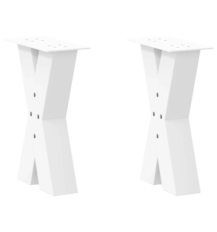 Pieds de table basse forme de X 2 pcs blanc 38x(42-43) cm acier | Mobilier & Déco