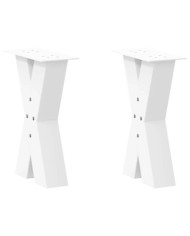 Pieds de table basse forme de X 2 pcs blanc 38x(42-43) cm acier | Mobilier & Déco