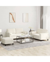 Ensemble de canapés 3 pcs avec coussins crème velours | Mobilier & Déco