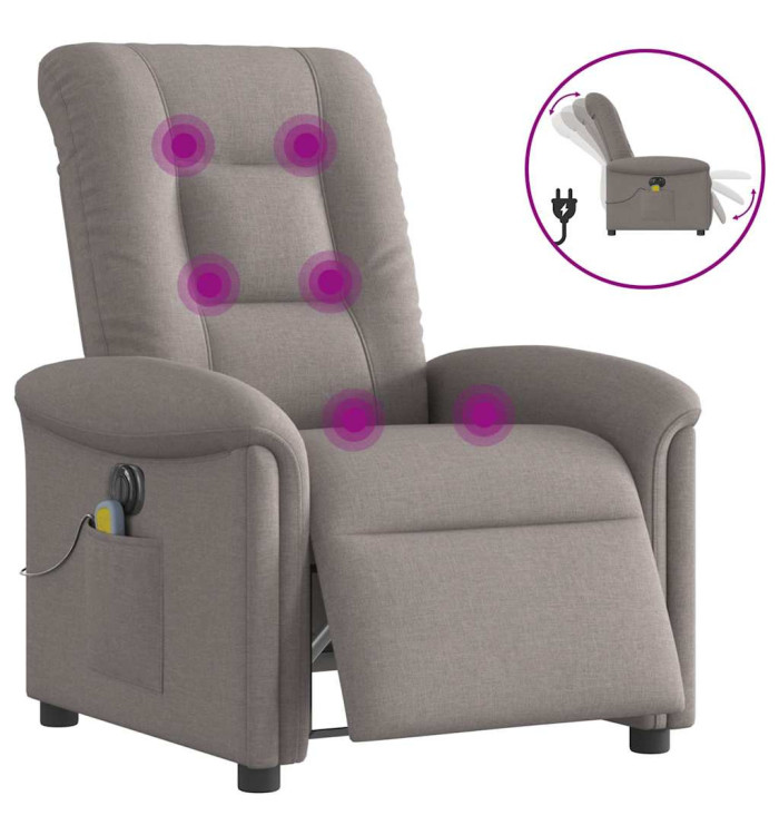 Fauteuil de massage inclinable électrique Taupe Tissu | Mobilier & Déco