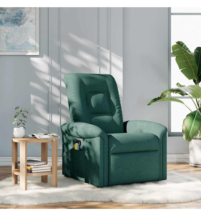 Fauteuil de massage inclinable Vert foncé Tissu | Mobilier & Déco