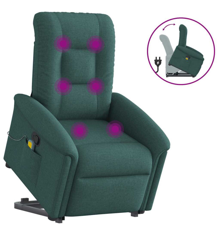 Fauteuil inclinable de massage Vert foncé Tissu | Mobilier & Déco