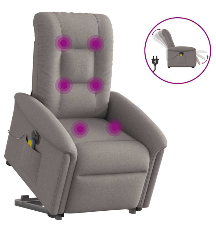 Fauteuil inclinable de massage électrique Taupe Tissu | Mobilier & Déco