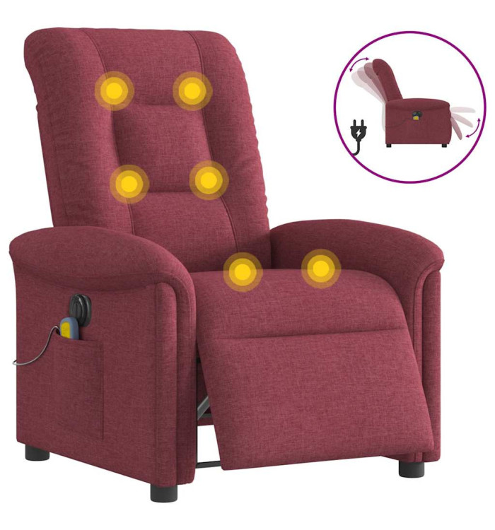 Fauteuil de massage inclinable électrique Rouge bordeaux Tissu | Mobilier & Déco