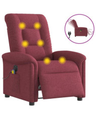 Fauteuil de massage inclinable électrique Rouge bordeaux Tissu | Mobilier & Déco